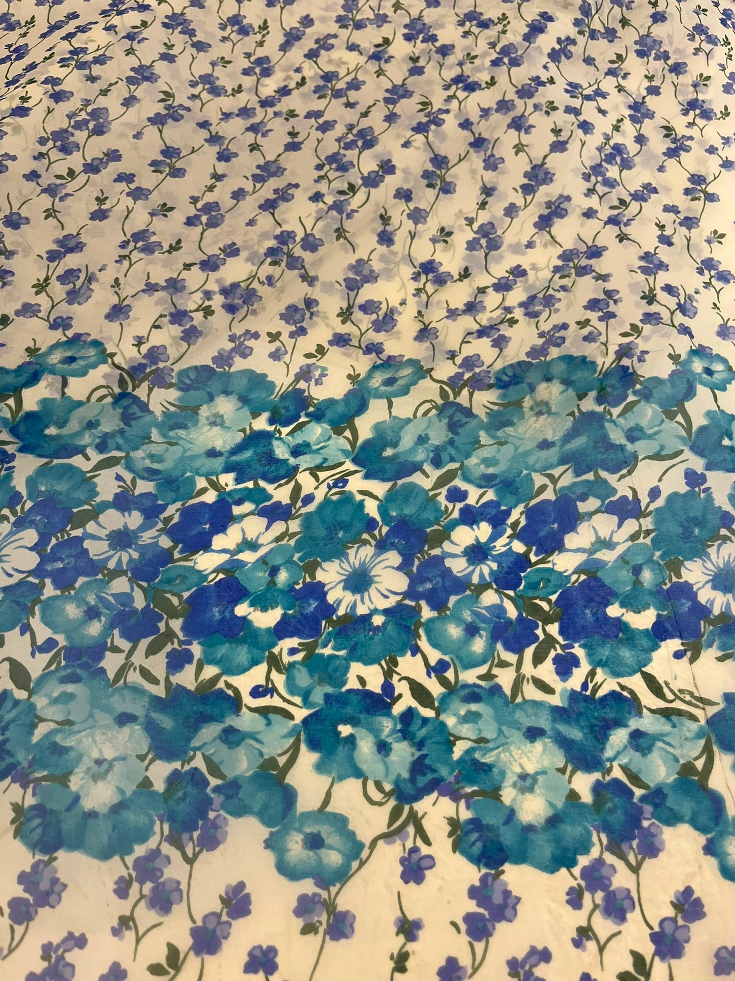 Organza Flores Azul