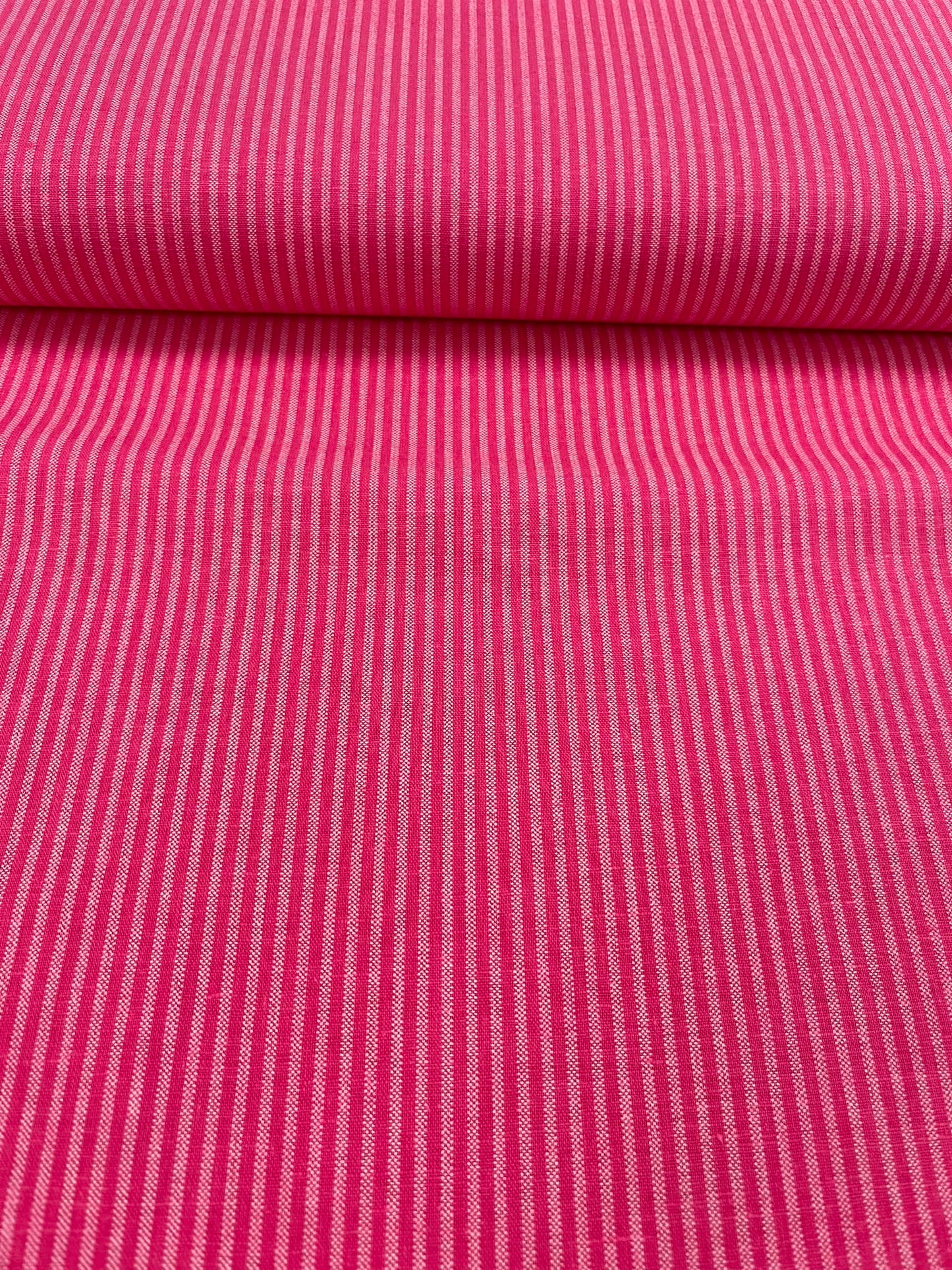 Lino y Algodón Rayas Fucsia