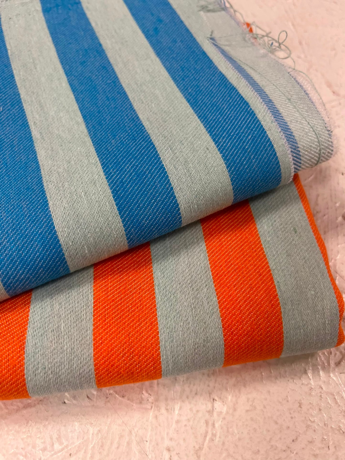 Lote Sarga Rayas 1m - azul celeste y naranja blanco