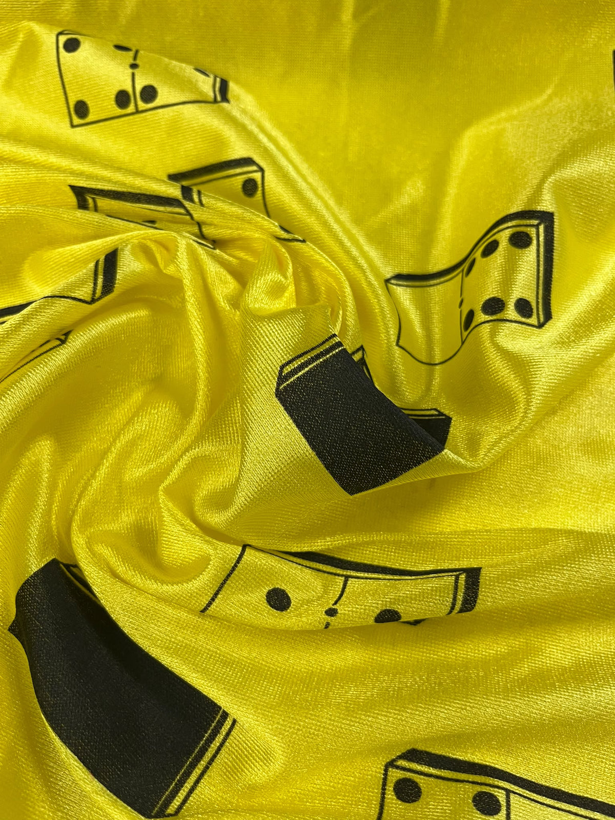 Rasete Dominó Amarillo y Negro - caída y brillo satinado
