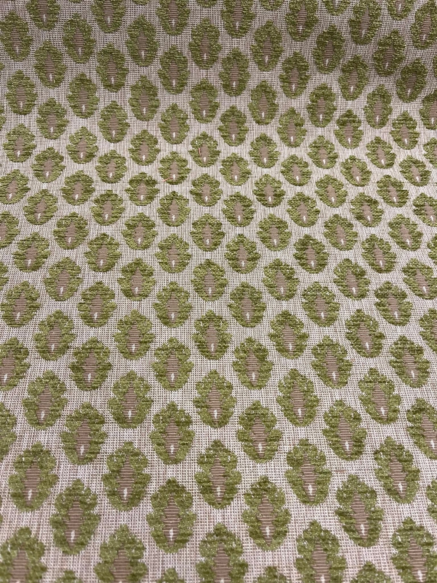 Jacquard Verde - detalle motivos ovalados