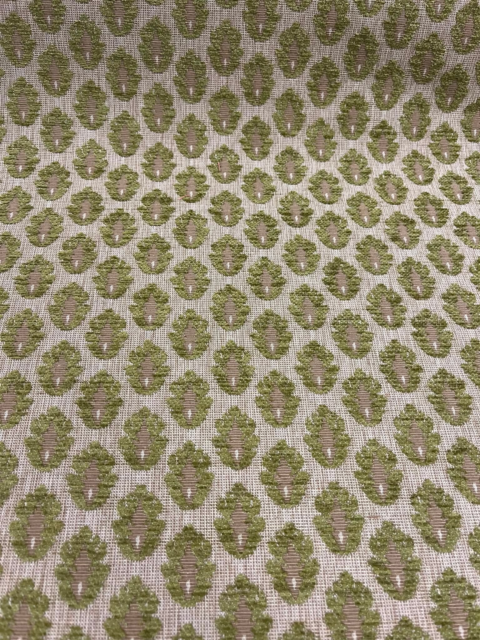 Jacquard Verde - detalle motivos ovalados