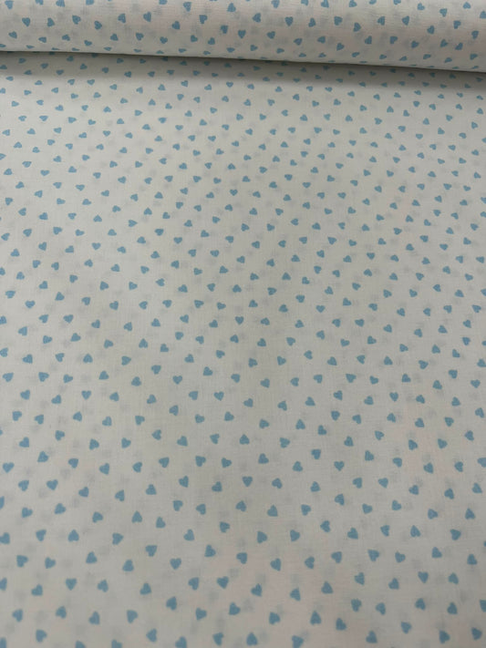 Algodón corazones celeste - rollo estampado
