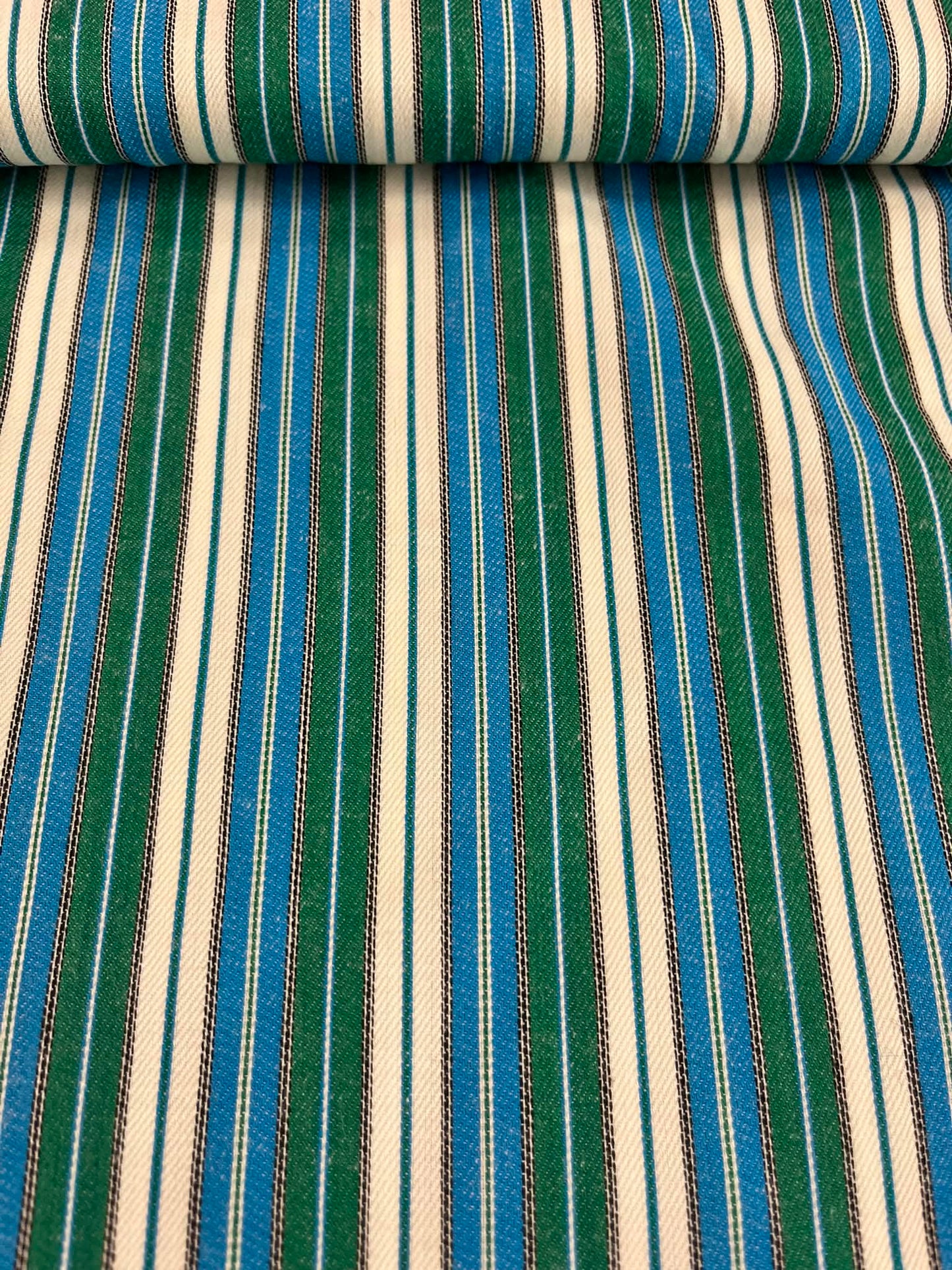Tela Rayas Azul Verde