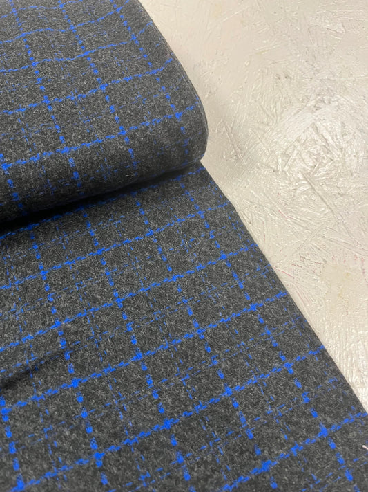 Winter Plaid Fabric Gray Blue