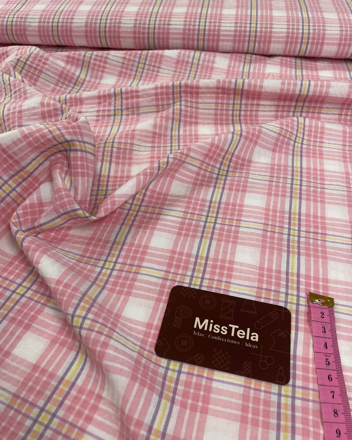 Tela Cuadros Rosa
