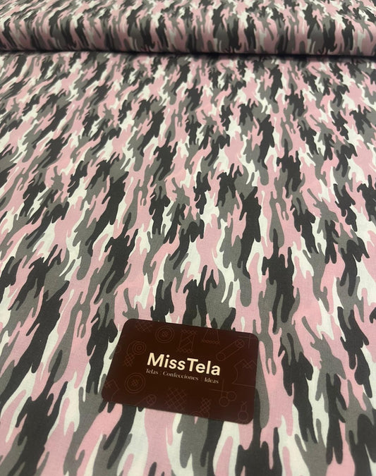 Tela Algodón Militar Rosa