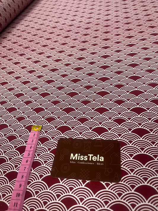 Tela Algodón Ondas Granate
