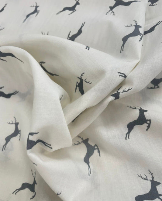 Algodón Estampado Renos Gris