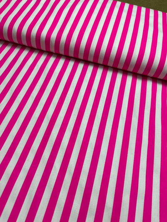 Algodón Rayas Fucsia Flúor
