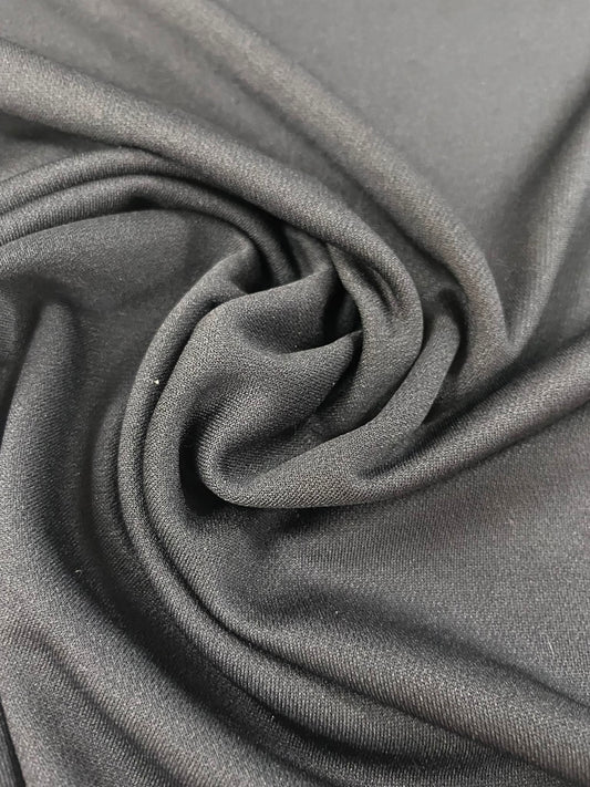 Black Polyester and Elastane Knit Fabric