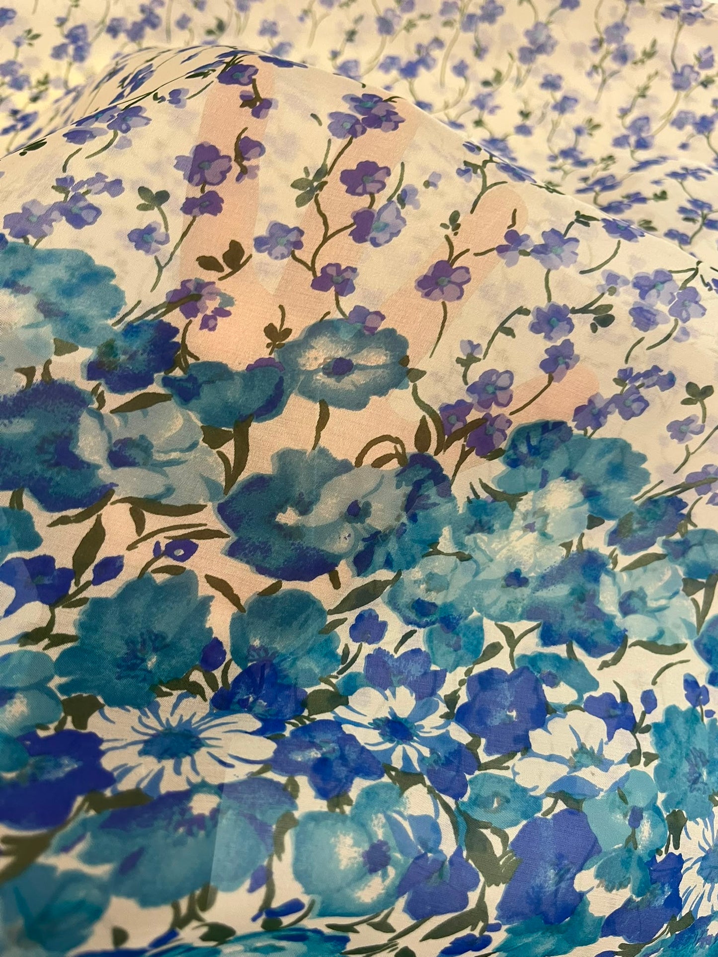 Organza Flores Azul