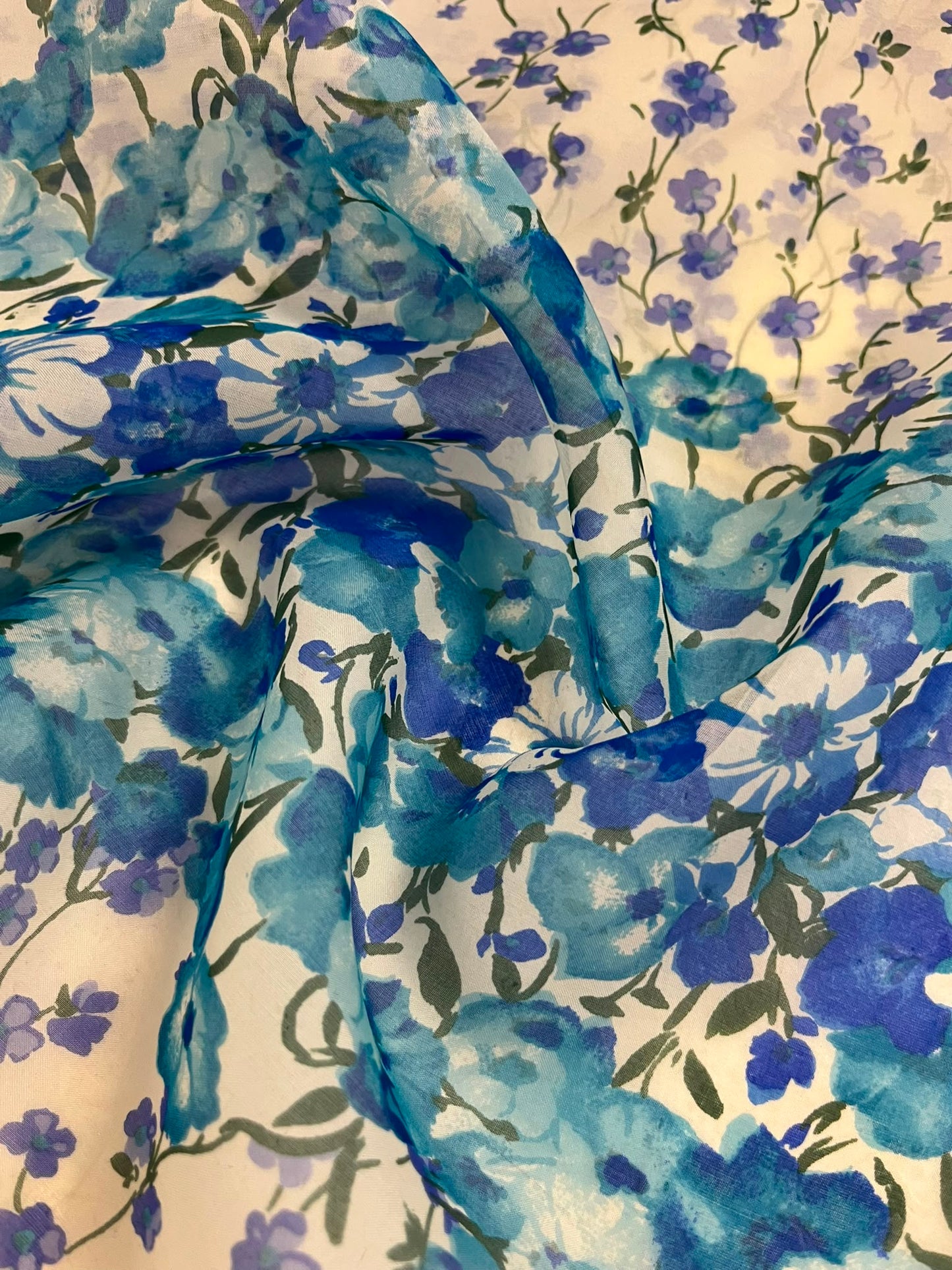Organza Flores Azul