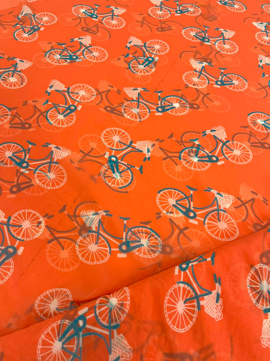 Gasa Estampado Bicicletas coral