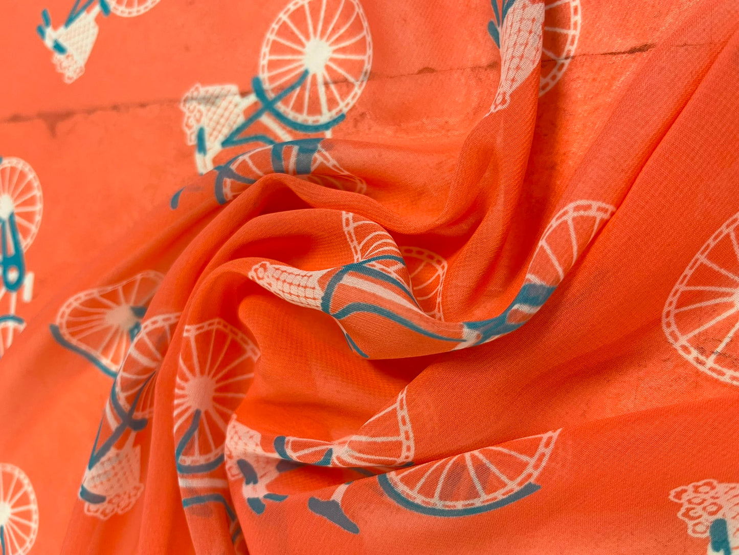 Gasa Estampado Bicicletas coral