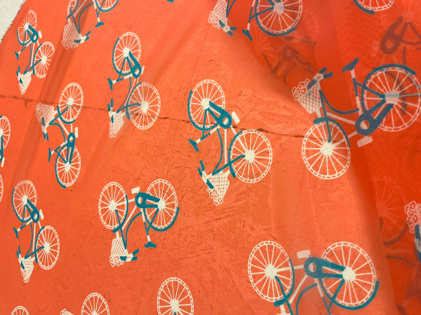 Gasa Estampado Bicicletas coral