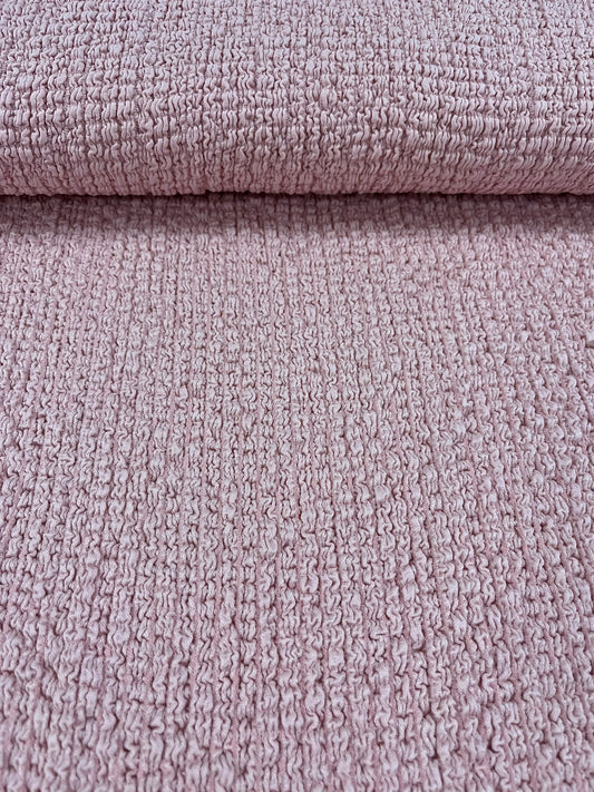 Buclé rosa empolvado - detalle rollo y textura