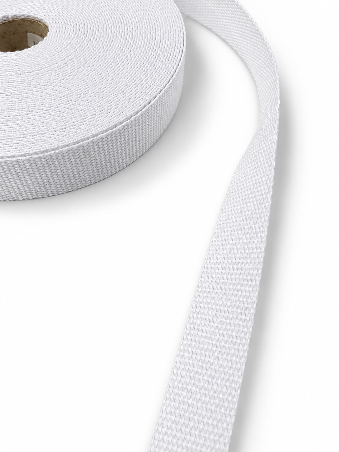 Rollo de cinta de algodón blanca de 30 mm con textura tejida