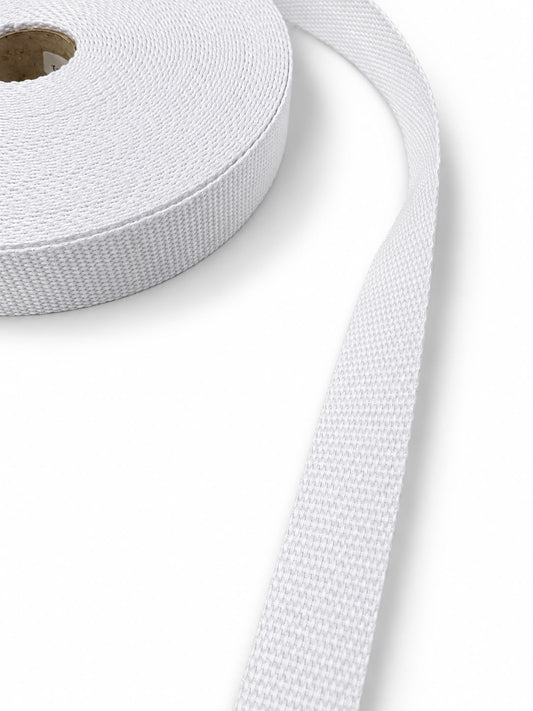 Rollo de cinta de algodón blanca de 30 mm con textura tejida