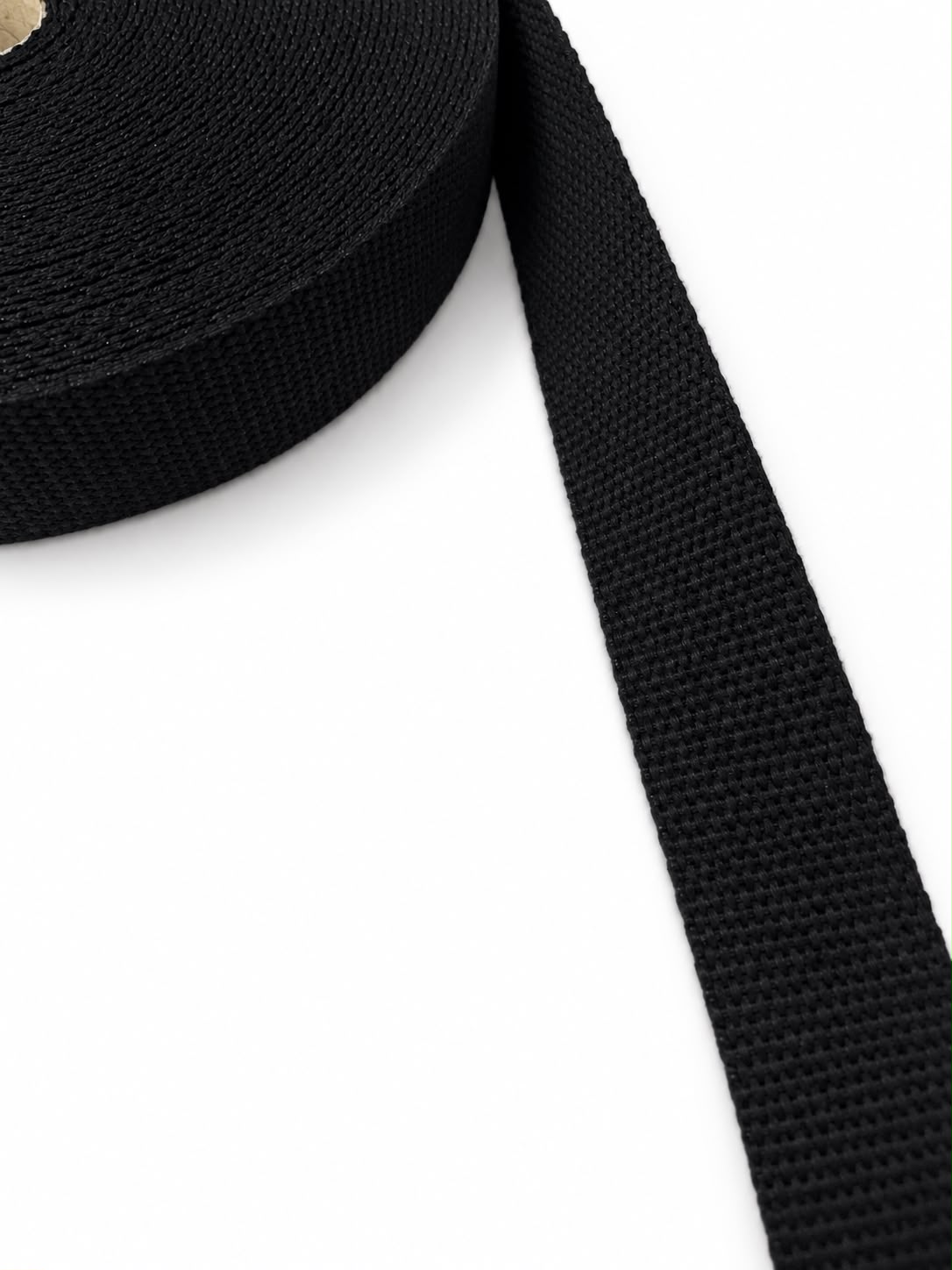 Rollo de cinta de algodón negra de 30 mm con textura tejida