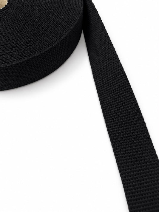 Rollo de cinta de algodón negra de 30 mm con textura tejida