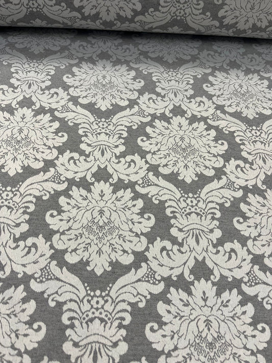Damasco gris plata - detalle motivos barrocos