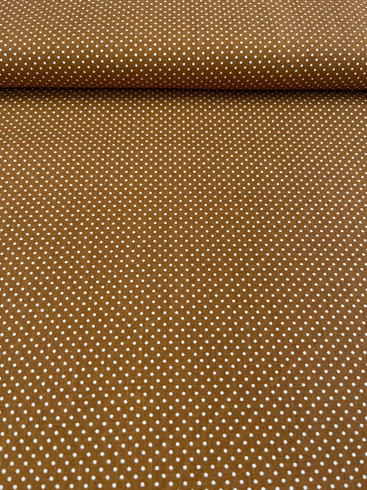 Algodón topitos marrón - rollo estampado