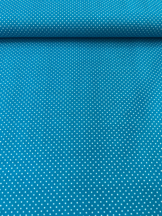 Algodón topitos azul turquesa - rollo estampado