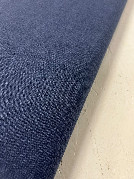 Loneta tono denim jaspeado - detalle rollo y textura