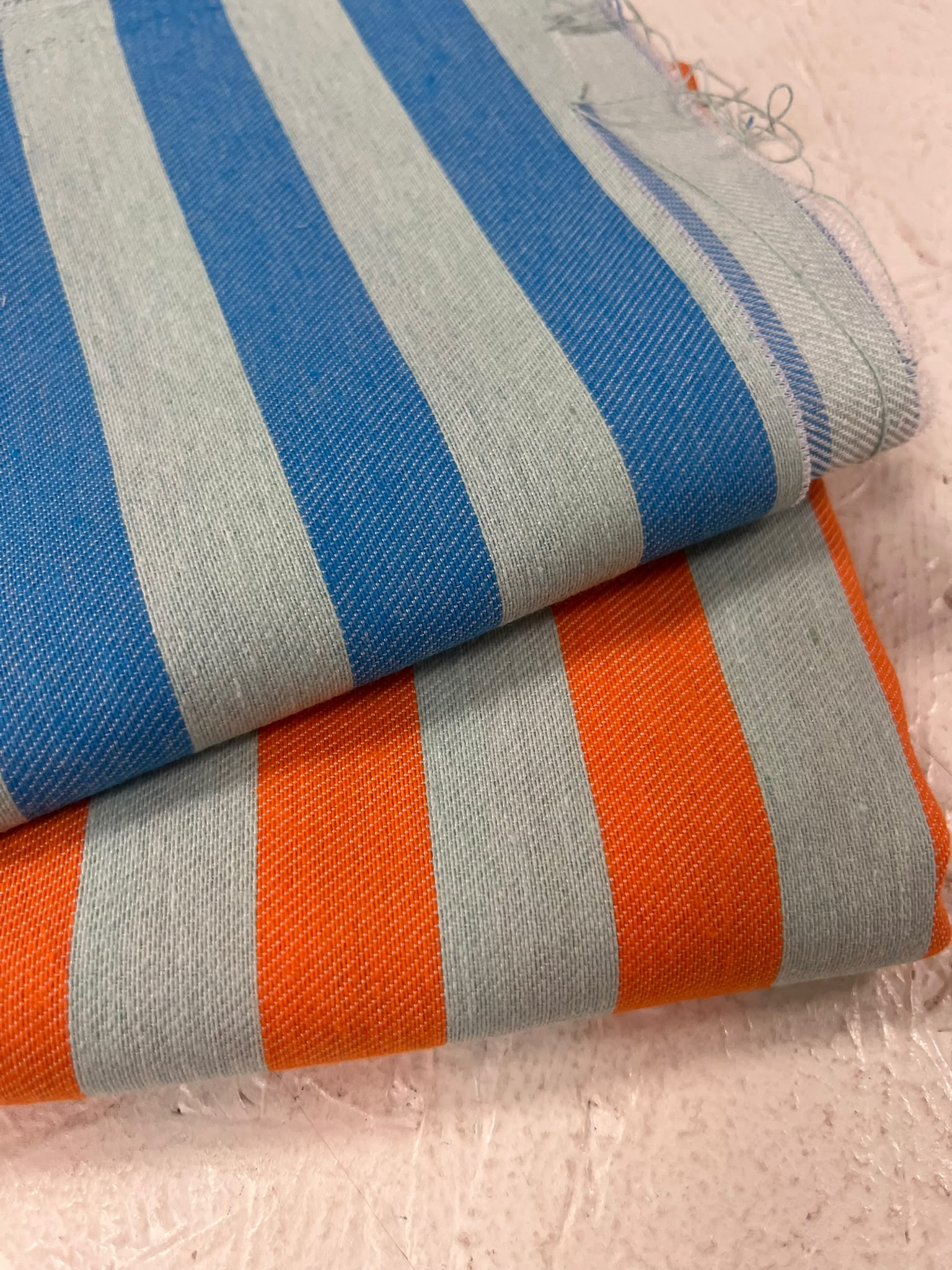 Lote Sarga Rayas 1m - azul celeste y naranja blanco