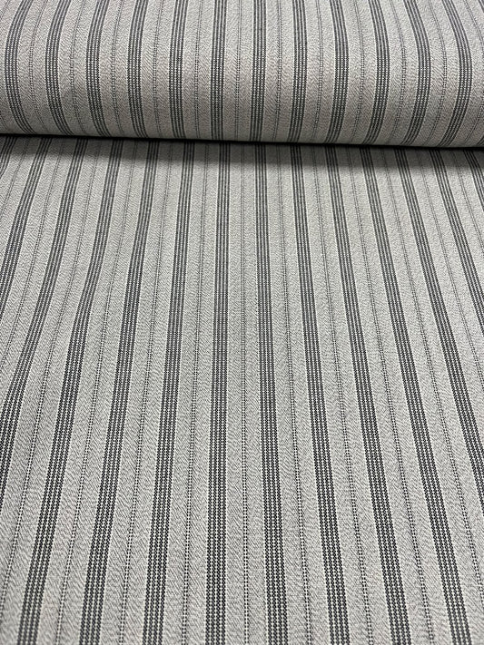 Tejido de rayas gris - detalle rollo y patrón de rayas