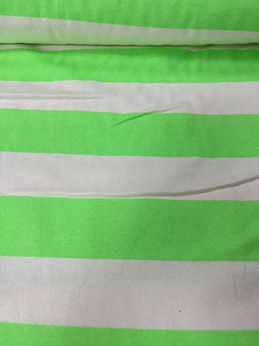 Sudadera Rayas Verde Fluor y Blanco - detalle rayas horizontales anchas
