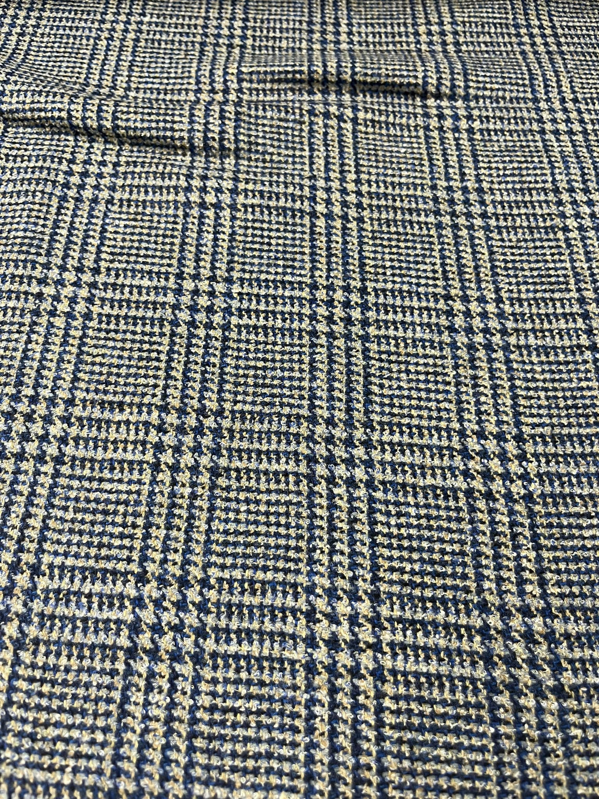 Tweed Cuadros Azul y Gris - vista general estampado